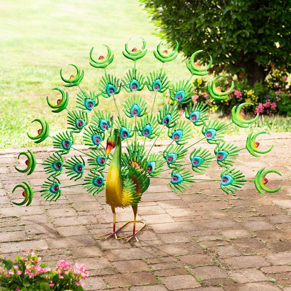 Plow & Hearth Metal Peacock Statue