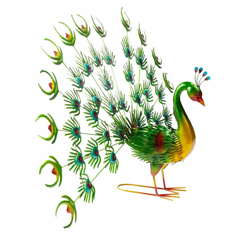 Plow & Hearth Metal Peacock Statue