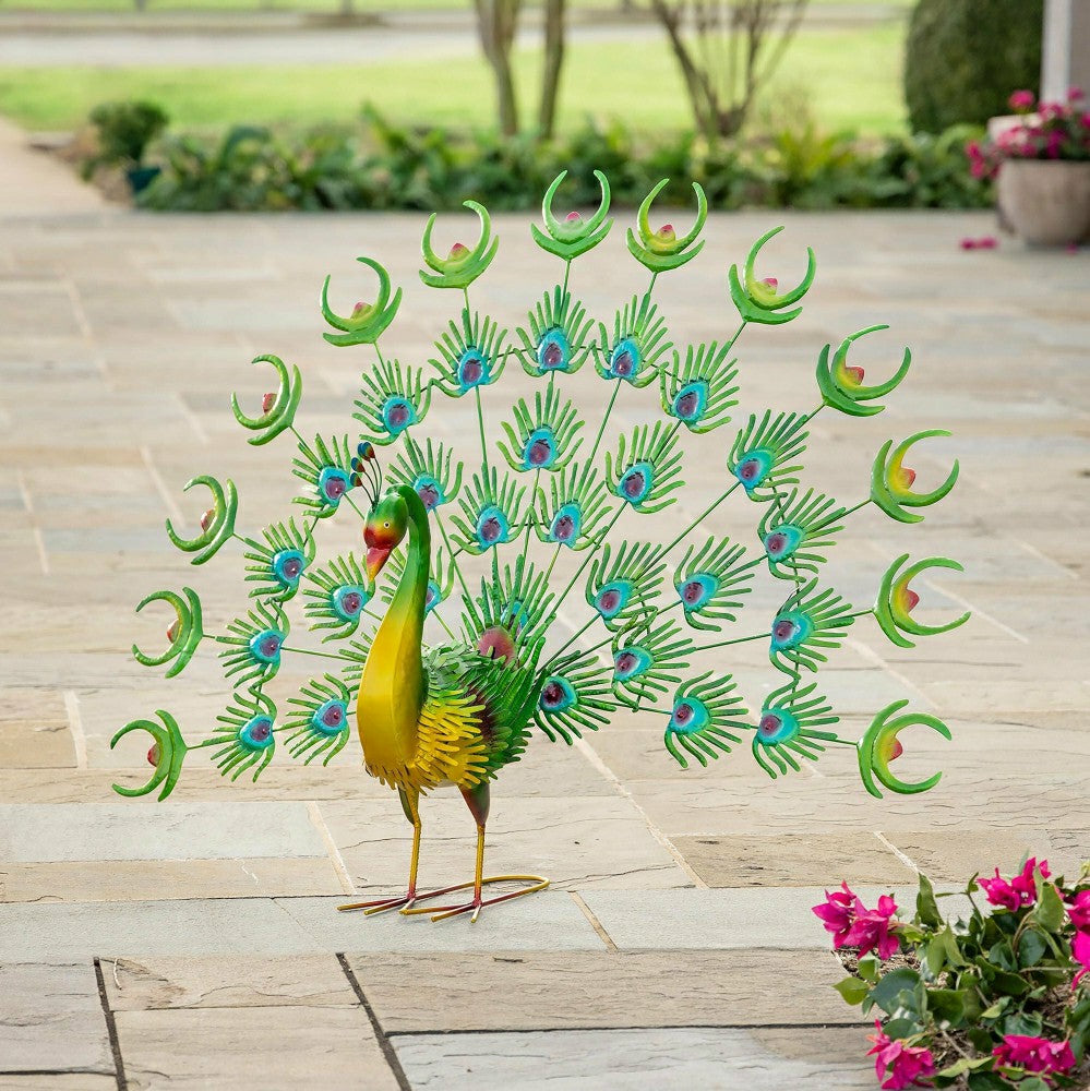 Plow & Hearth Metal Peacock Statue