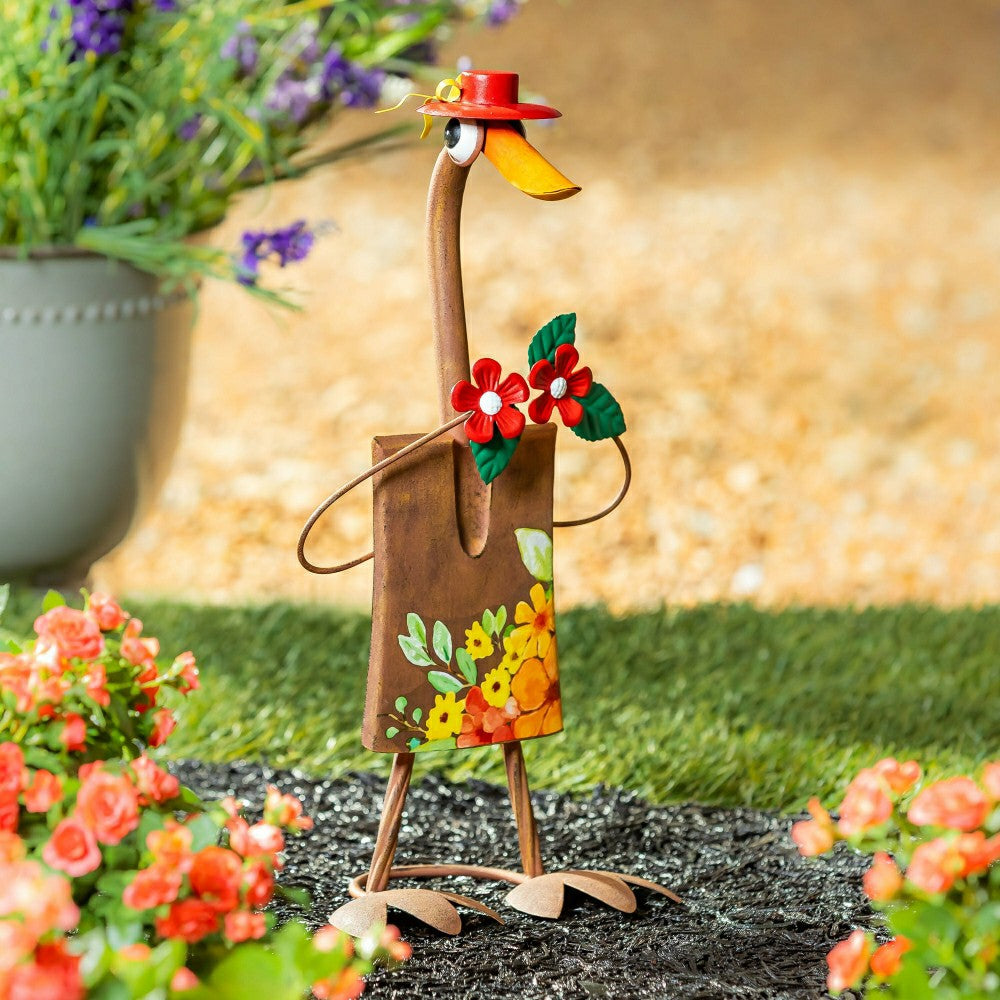 Plow & Hearth Metal Garden Tool Duck Garden Statue 1
