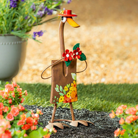 Plow & Hearth Metal Garden Tool Duck Garden Statue 1