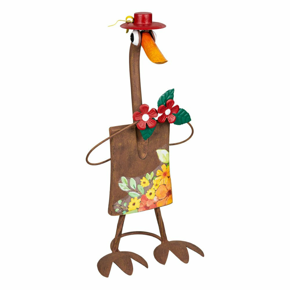 Plow & Hearth Metal Garden Tool Duck Garden Statue 1