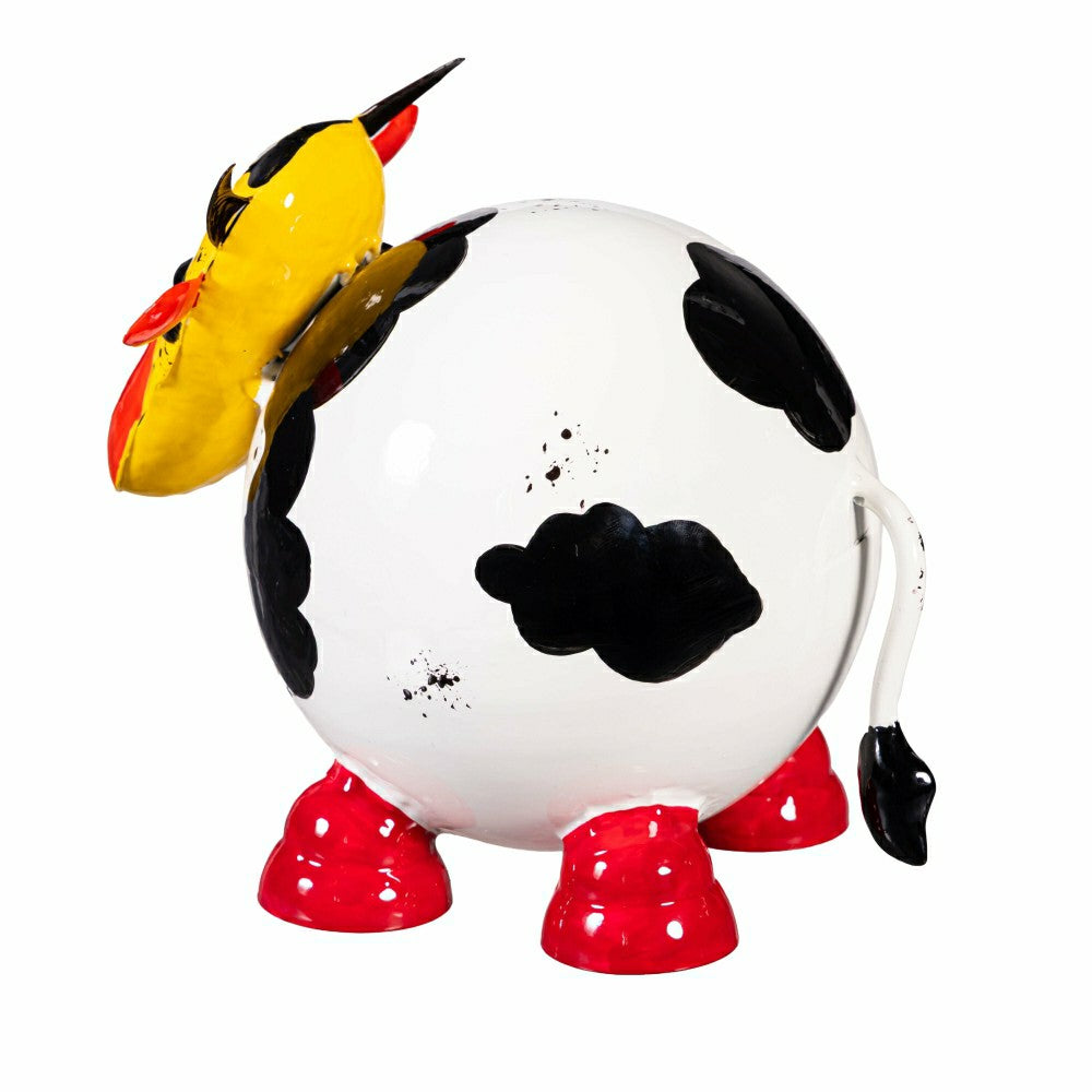 Plow & Hearth Metal Colorful Cow Garden Statue
