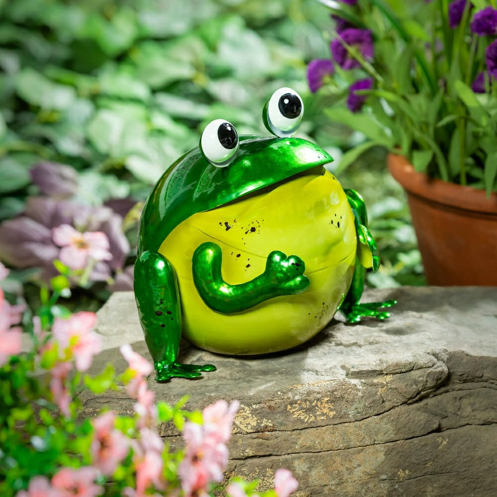 Plow & Hearth Metal Colorful Frog Garden Statue