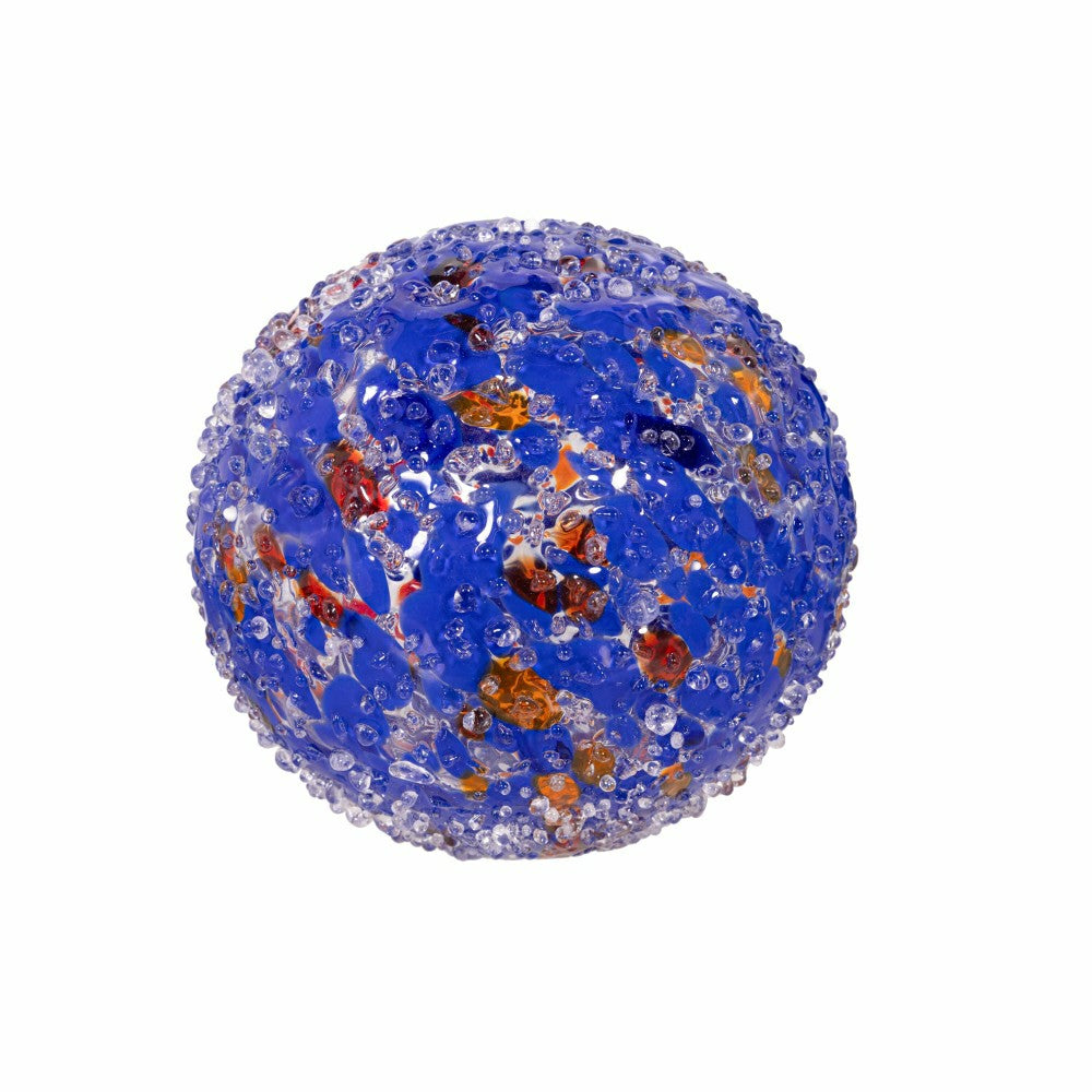 Plow & Hearth Art Glass Bee and Butterfly Ball, Dark Blue