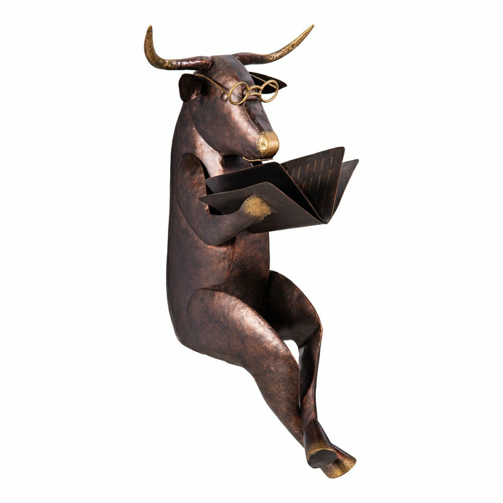 Plow & Hearth Cow Reading a Book Garden Statue
