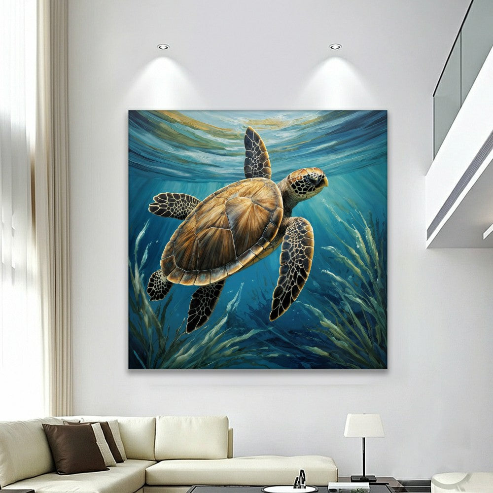Plow & Hearth Turtle In Seagrass Coastal Wall Art