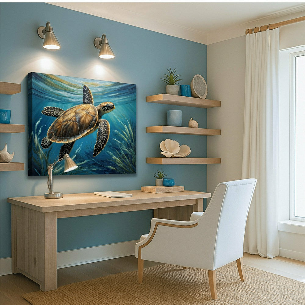 Plow & Hearth Turtle In Seagrass Coastal Wall Art