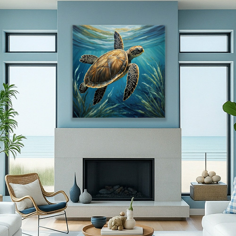 Plow & Hearth Turtle In Seagrass Coastal Wall Art