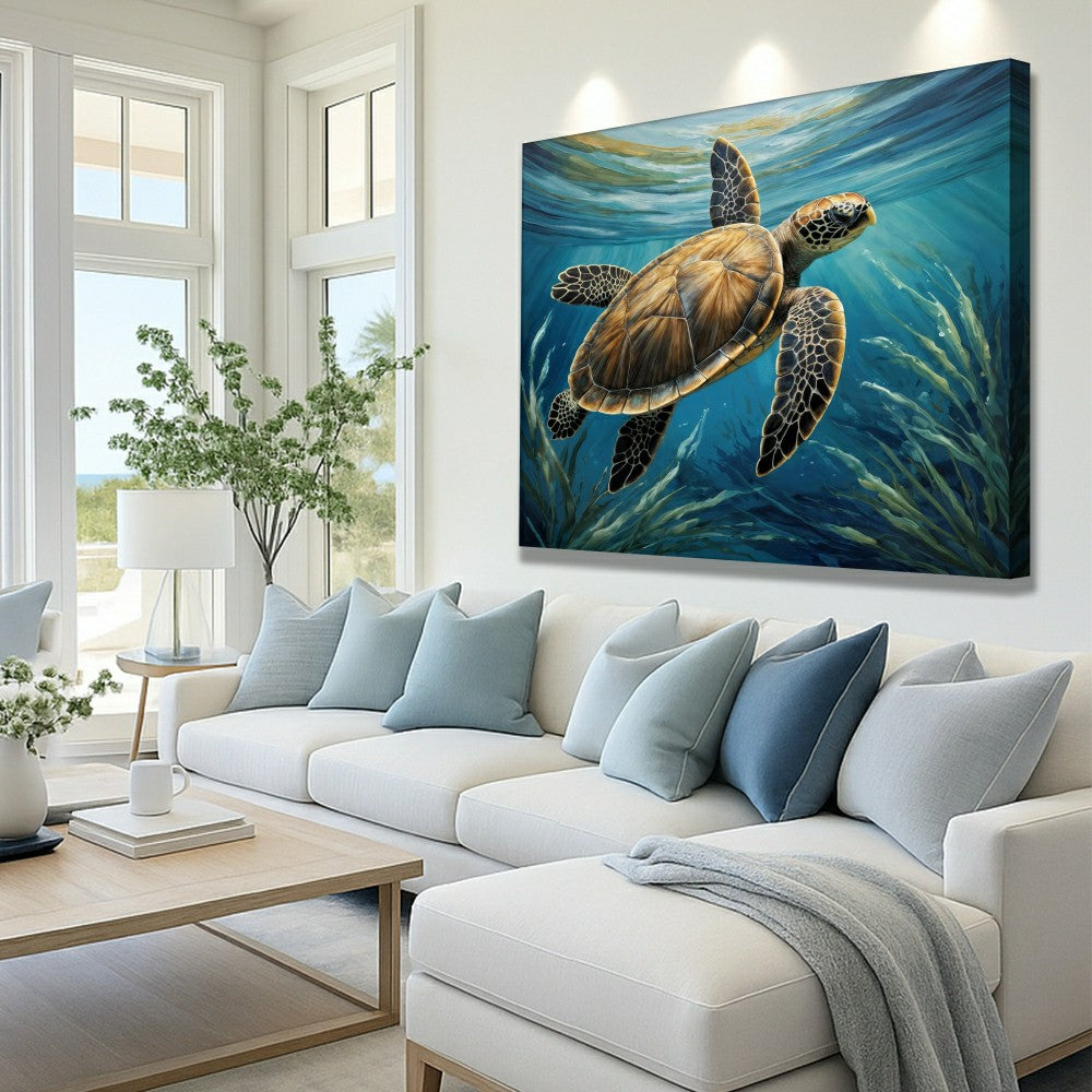 Plow & Hearth Turtle In Seagrass Coastal Wall Art