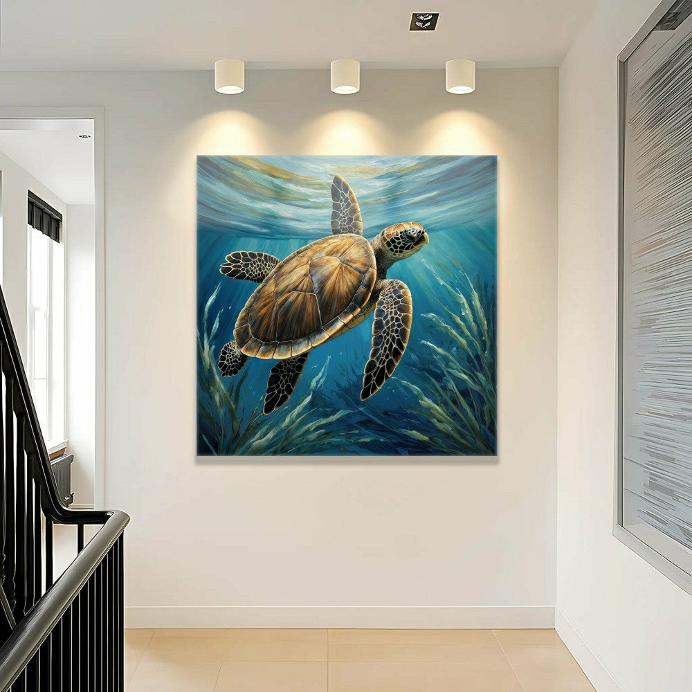 Plow & Hearth Turtle In Seagrass Coastal Wall Art