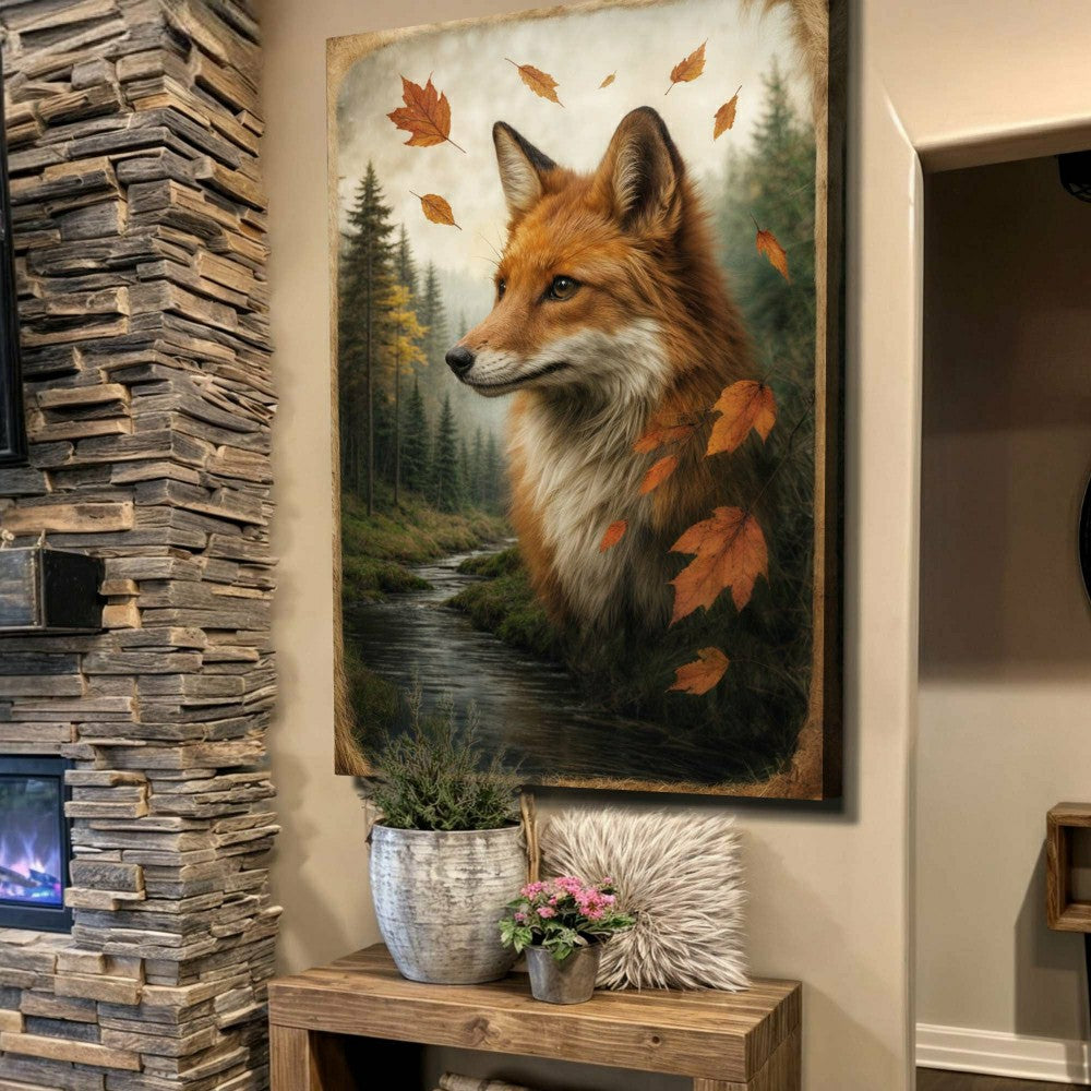 Plow & Hearth Autumn Fox Double Exposure Wall Art