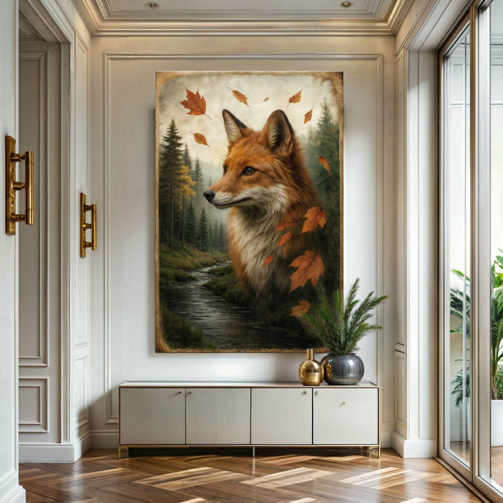 Plow & Hearth Autumn Fox Double Exposure Wall Art