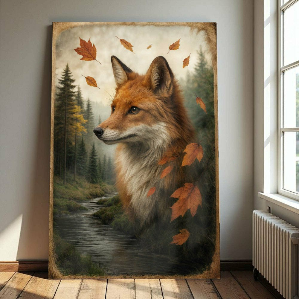 Plow & Hearth Autumn Fox Double Exposure Wall Art