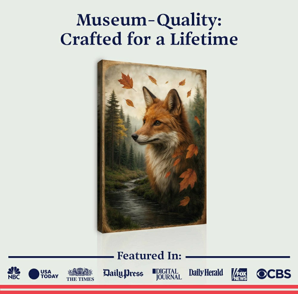 Plow & Hearth Autumn Fox Double Exposure Wall Art