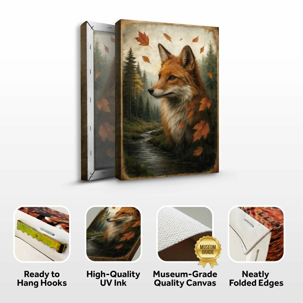 Plow & Hearth Autumn Fox Double Exposure Wall Art