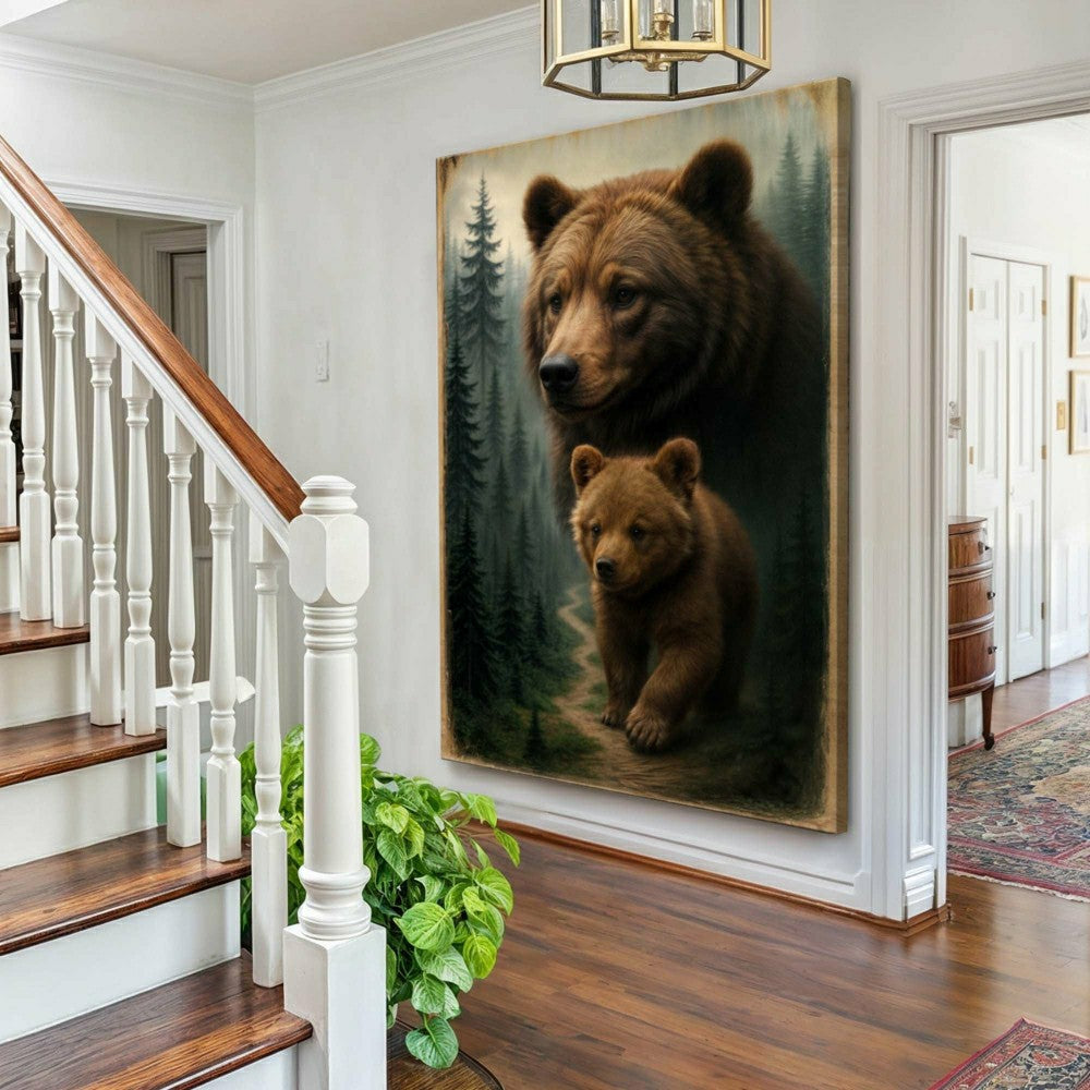 Plow & Hearth Path of the Wild Kin Bear and Cub Wall Art