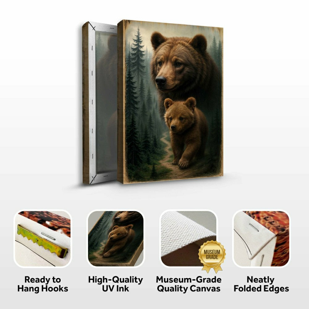 Plow & Hearth Path of the Wild Kin Bear and Cub Wall Art