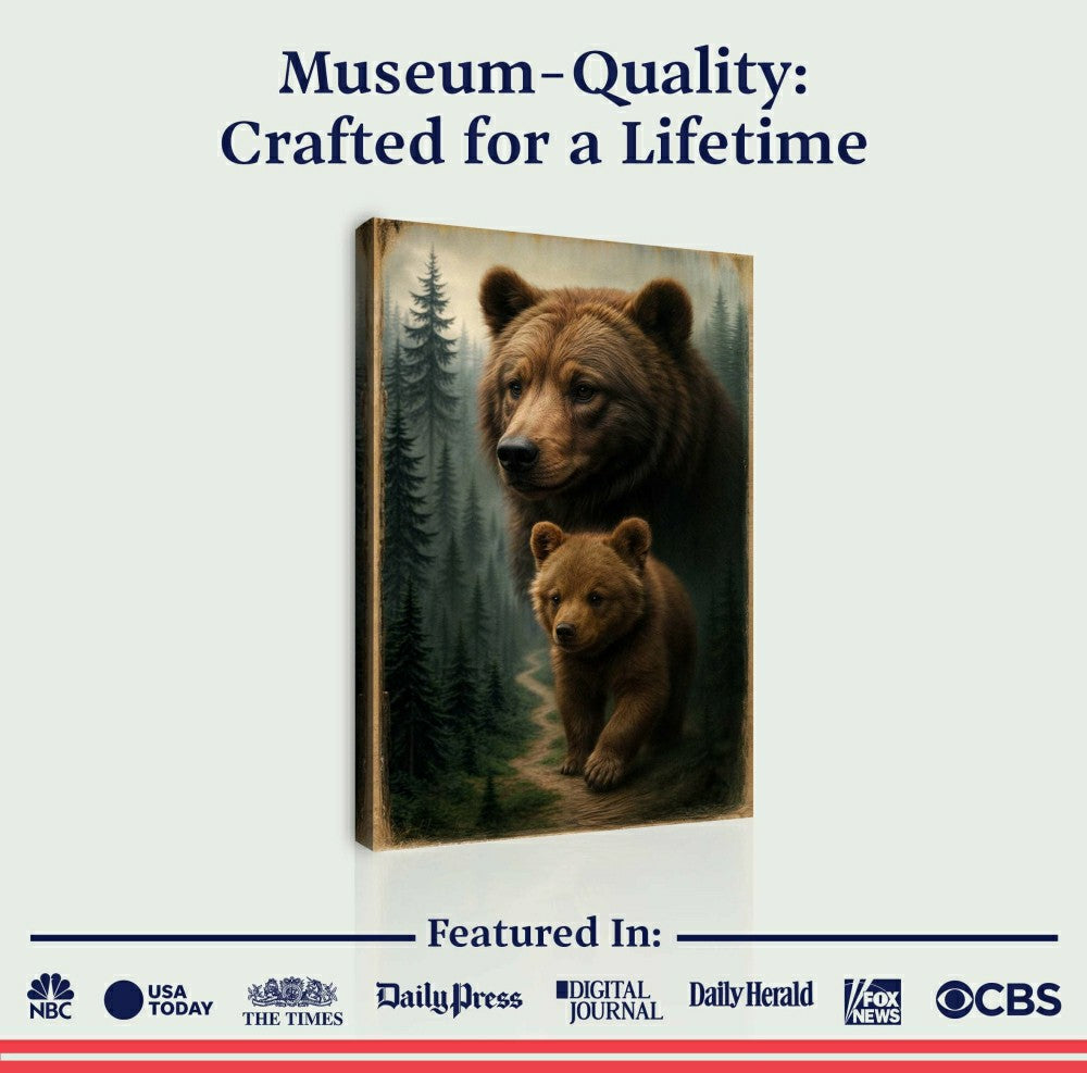 Plow & Hearth Path of the Wild Kin Bear and Cub Wall Art
