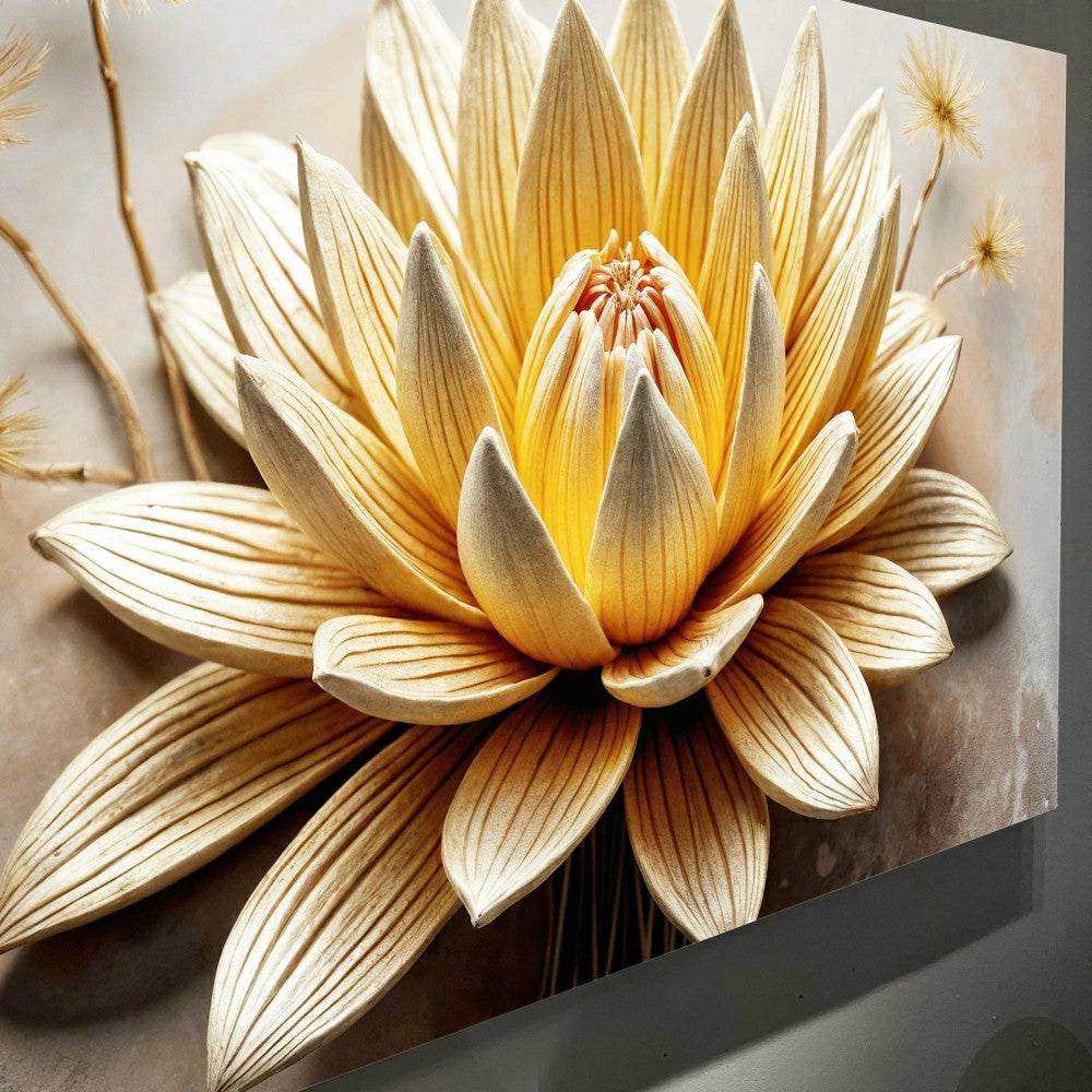 Plow & Hearth Golden Lotus Minimalist Abstract Wall Art