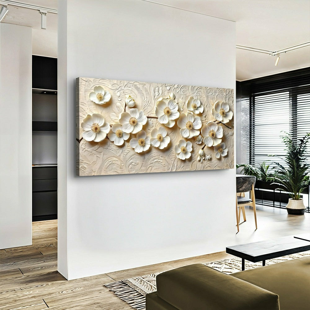 Plow & Hearth White Blossom Serenade Impasto Wall Art