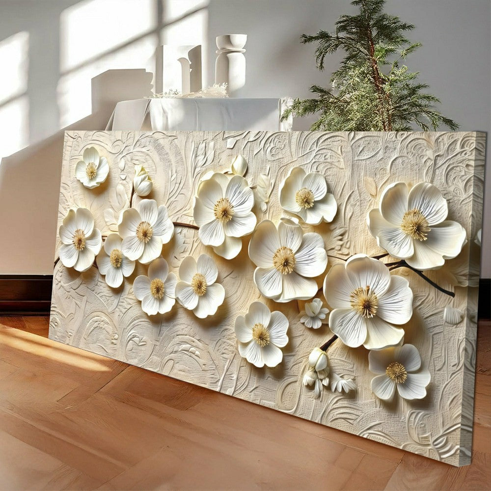 Plow & Hearth White Blossom Serenade Impasto Wall Art