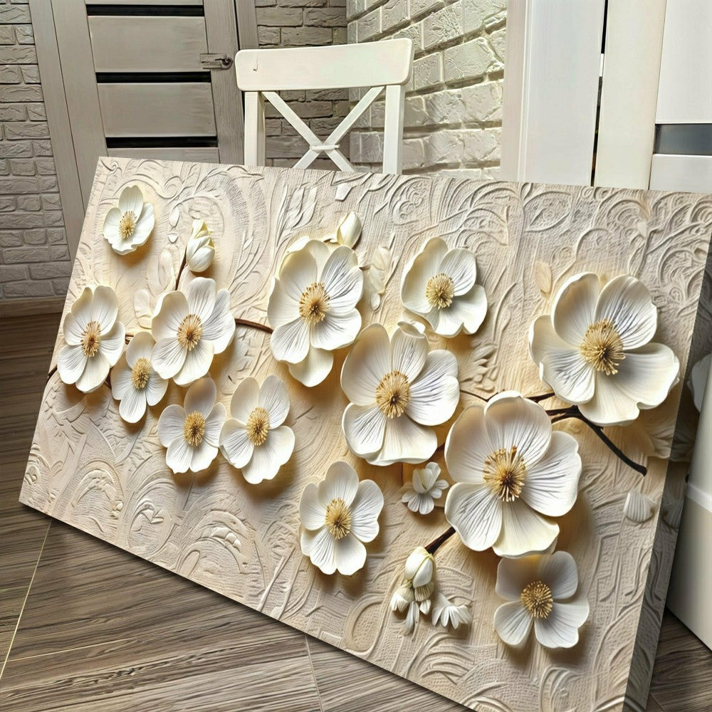 Plow & Hearth White Blossom Serenade Impasto Wall Art
