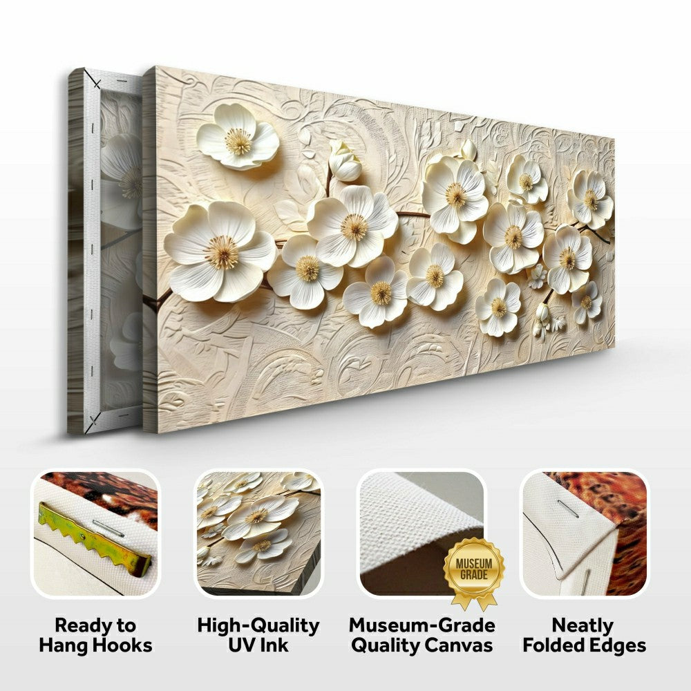 Plow & Hearth White Blossom Serenade Impasto Wall Art