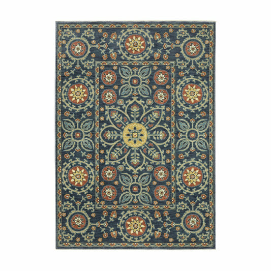 Plow & Hearth Indoor/Outdoor Clover Hill Border Polypropylene Rug, 9'10" x 12'10"