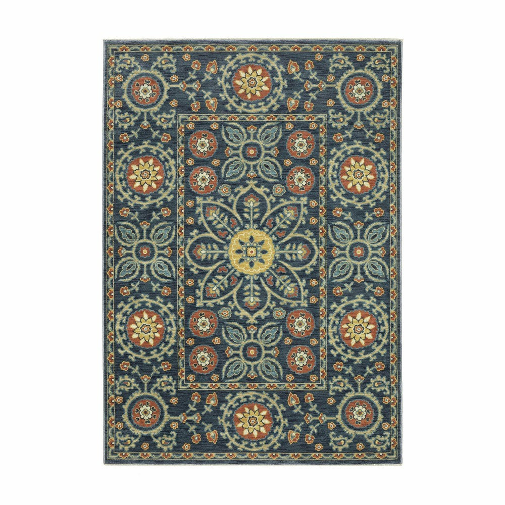 Plow & Hearth Indoor/Outdoor Clover Hill Border Polypropylene Rug, 7'10" x 10'10"