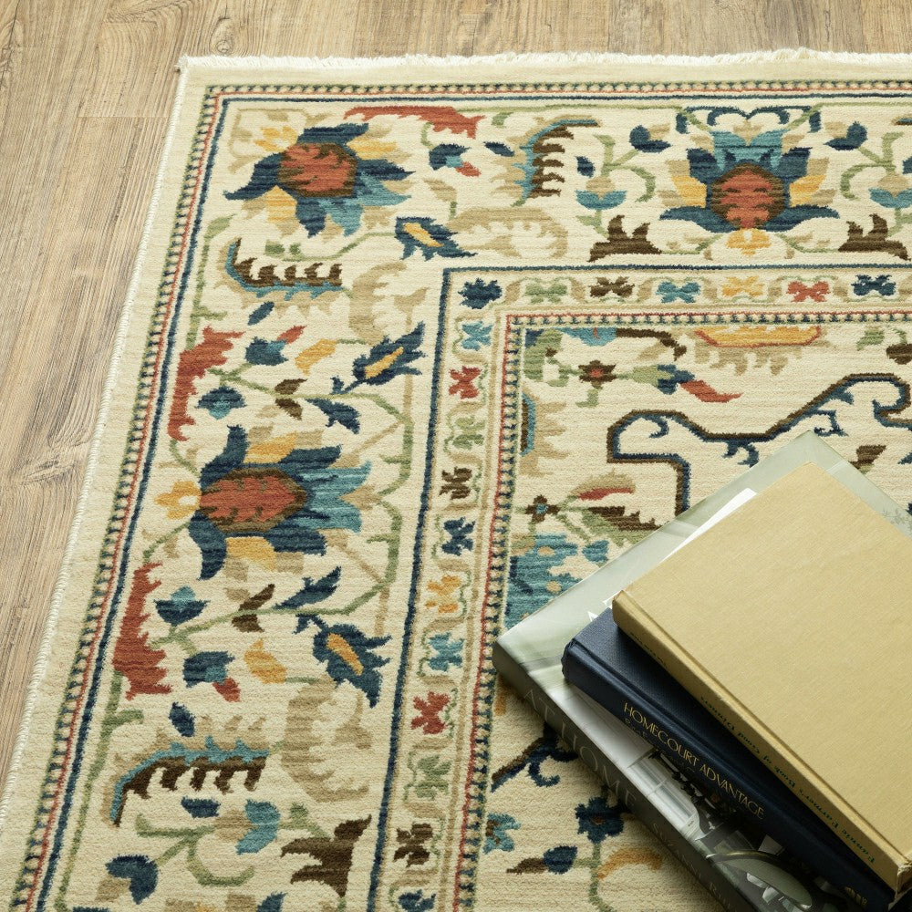 Plow & Hearth Indoor/Outdoor Clover Hill Border Polypropylene Rug, 7'10" x 10'10"