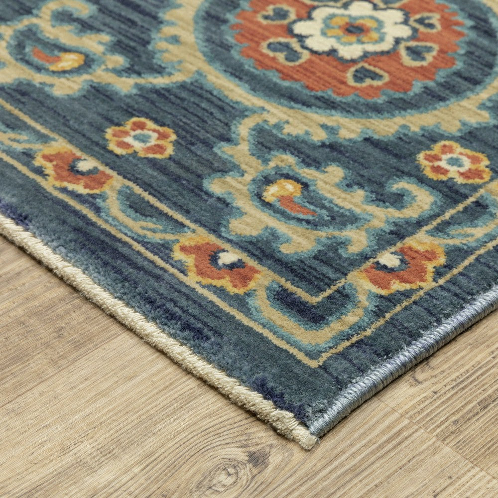Plow & Hearth Indoor/Outdoor Clover Hill Border Polypropylene Rug, 5'3" x 7'6"