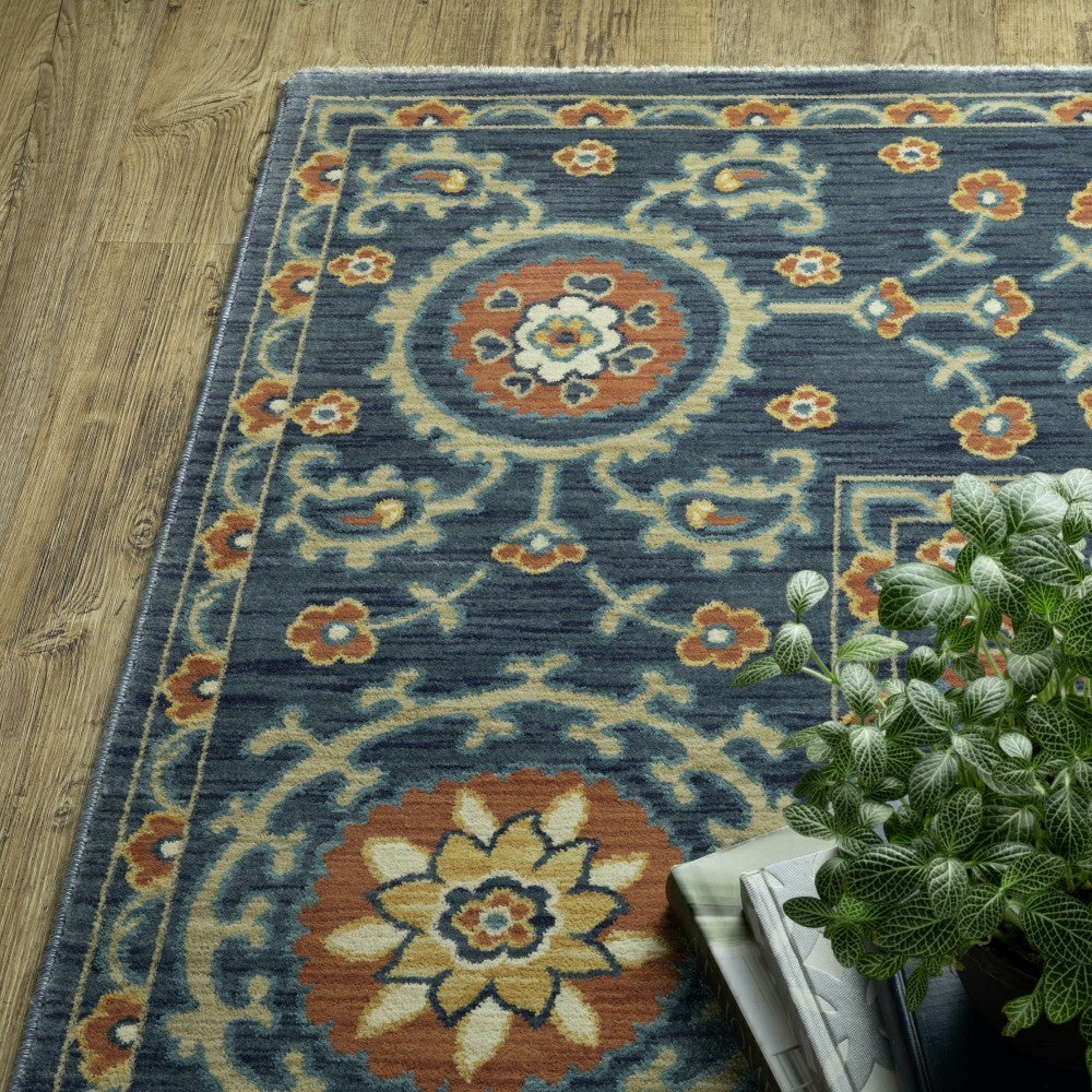 Plow & Hearth Indoor/Outdoor Clover Hill Border Polypropylene Rug, 3'3" x 5'