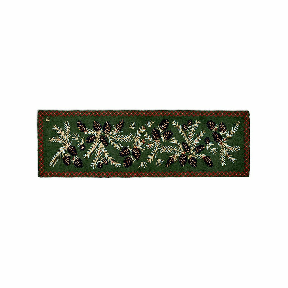 Plow & Hearth Pine Cone Hand-Hooked Wool Hearth Runner, 2'5" x 8'