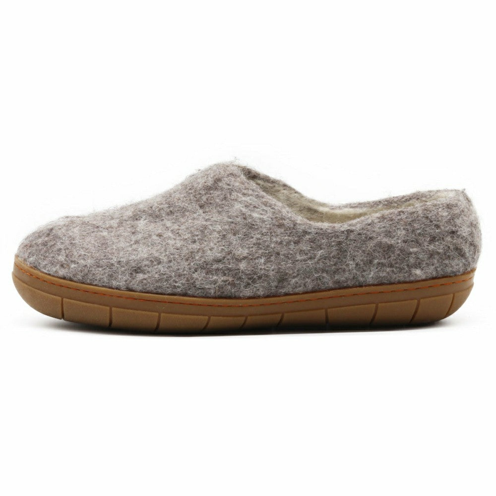 Plow & Hearth Womens Victoria Wool House Shoe with Rubber Sole