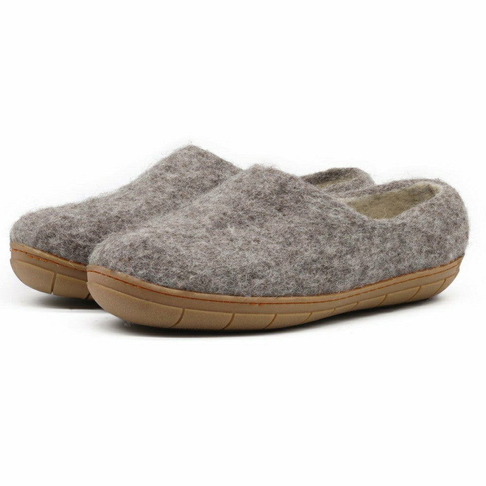Plow & Hearth Womens Victoria Wool House Shoe with Rubber Sole