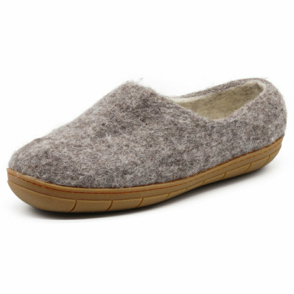 Plow & Hearth Womens Victoria Wool House Shoe with Rubber Sole