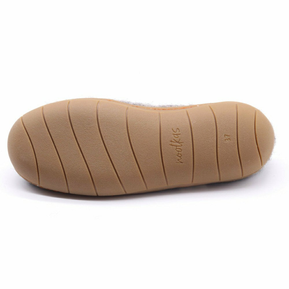 Plow & Hearth Womens Victoria Wool House Shoe with Rubber Sole