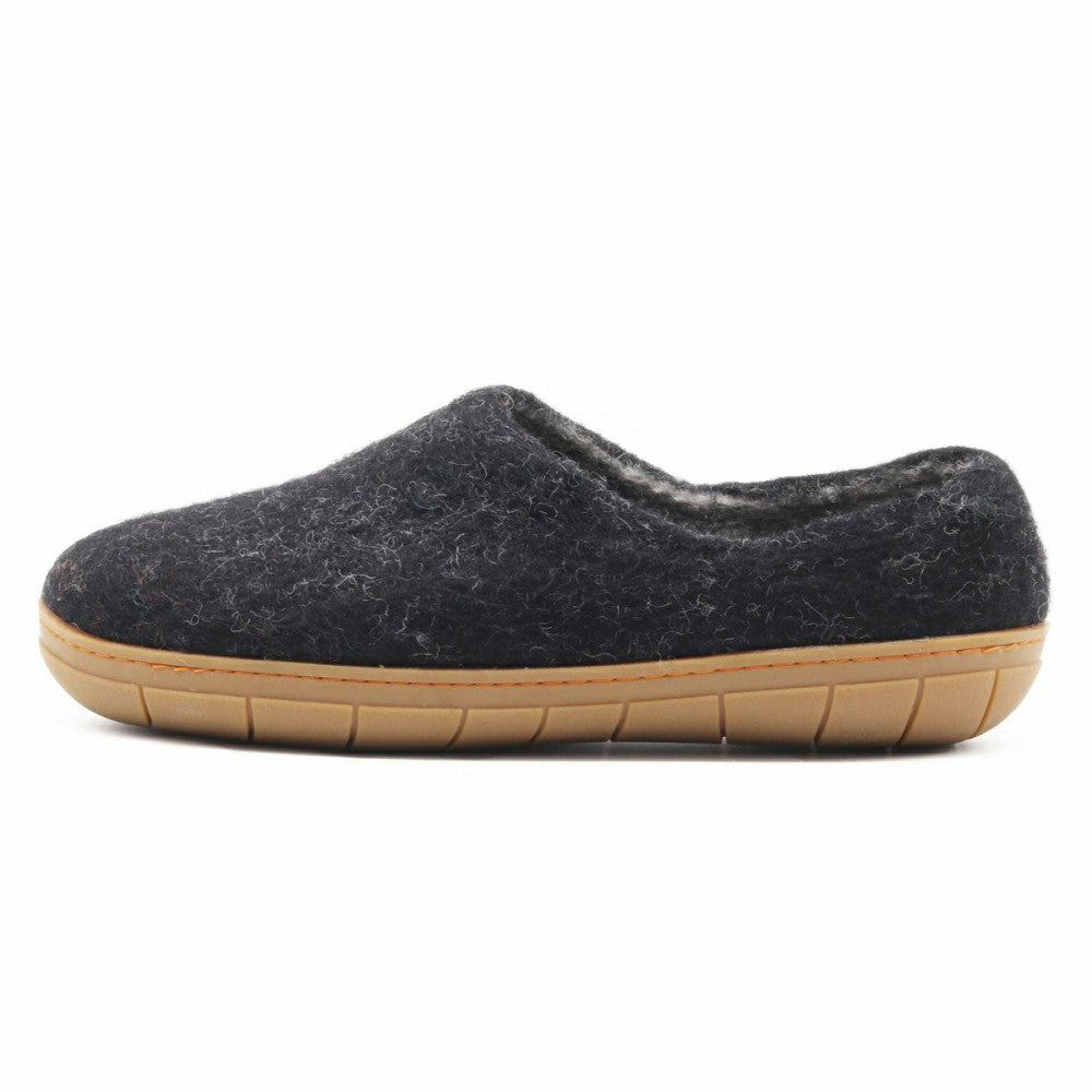 Plow & Hearth Womens Victoria Wool House Shoe with Rubber Sole