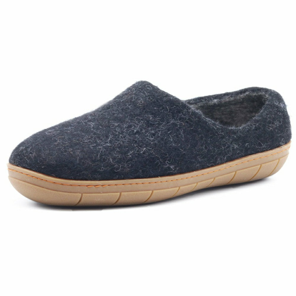 Plow & Hearth Womens Victoria Wool House Shoe with Rubber Sole