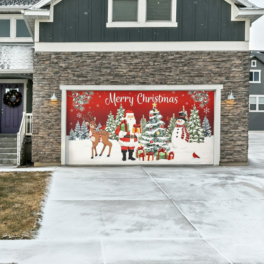 Plow & Hearth Merry Christmas Double Car Garage Door Cover