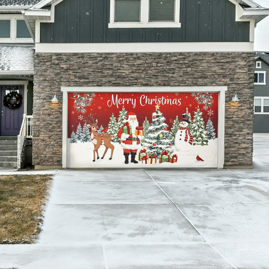 Plow & Hearth Merry Christmas Double Car Garage Door Cover