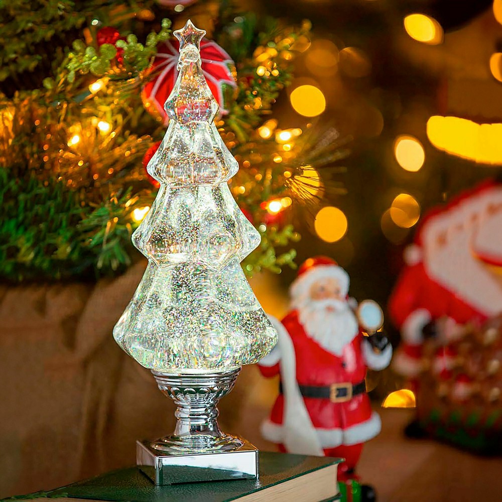 Plow & Hearth Lighted Water Globe Christmas Tree Table Décor