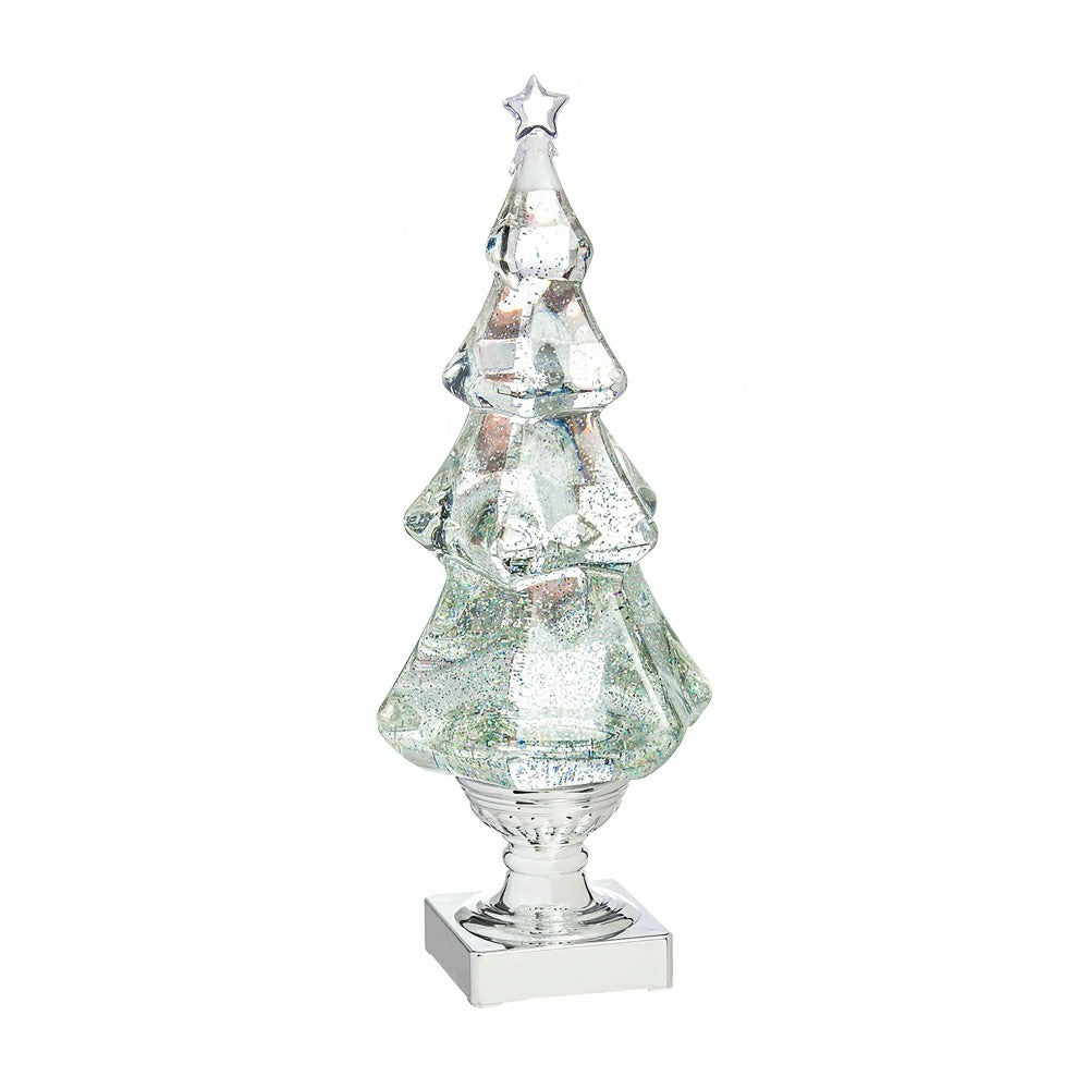 Plow & Hearth Lighted Water Globe Christmas Tree Table Décor