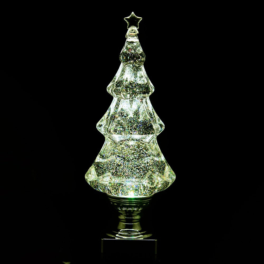 Plow & Hearth Lighted Water Globe Christmas Tree Table Décor