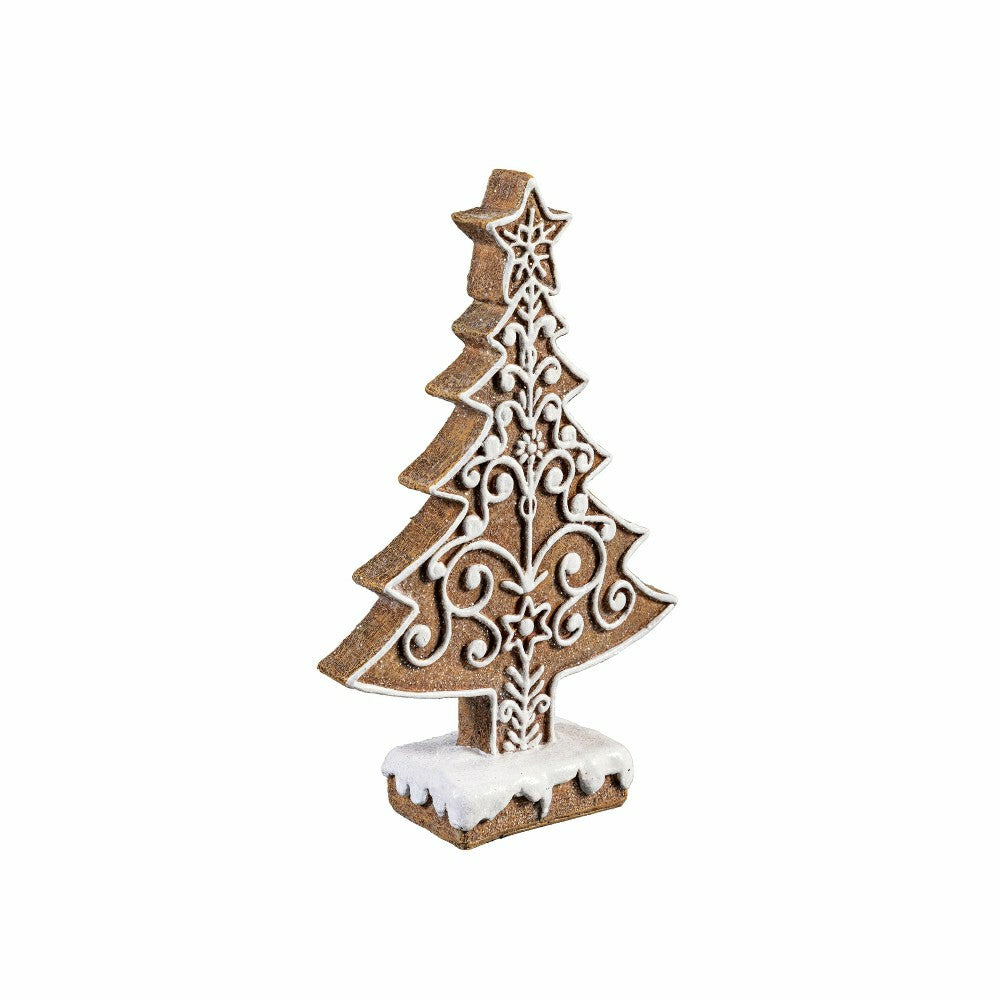 Plow & Hearth Sugar & Stripes Bright Table Décor Resin Gingerbread Tree, Set of 2