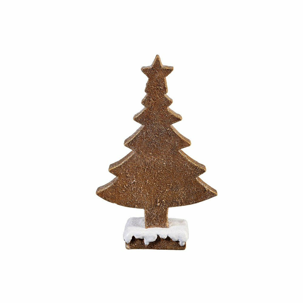 Plow & Hearth Sugar & Stripes Bright Table Décor Resin Gingerbread Tree, Set of 2