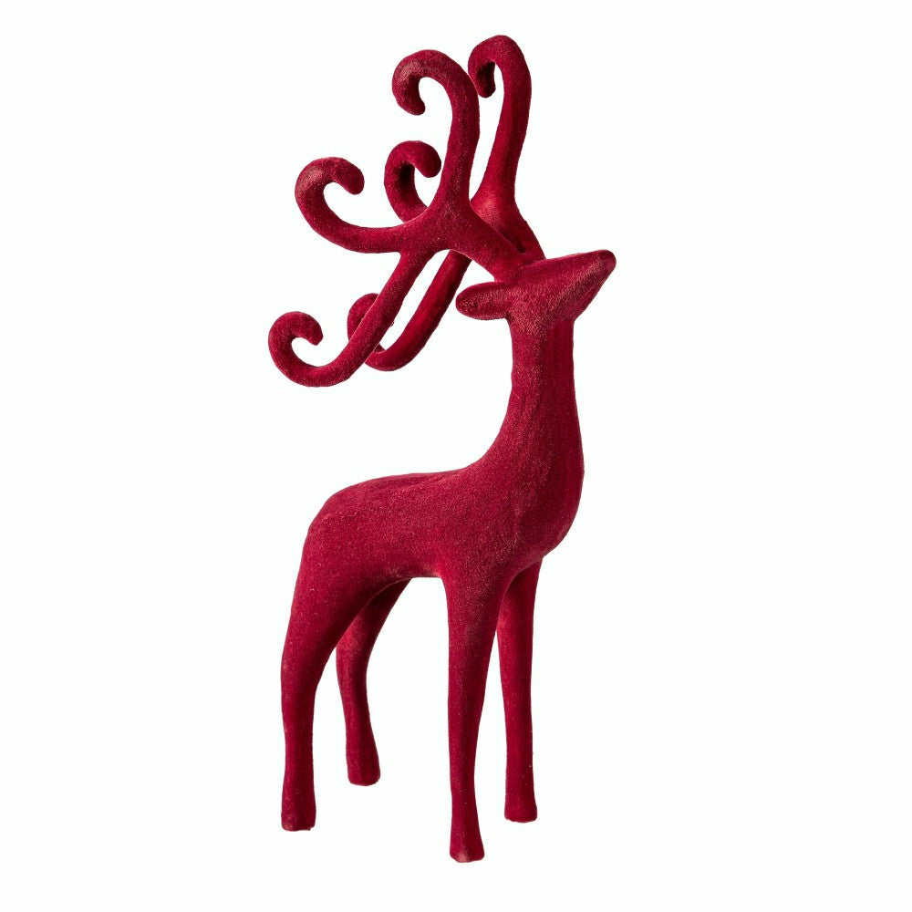 Plow & Hearth Joyful Traditions Table Decor Flocked Deer, Asst of 2