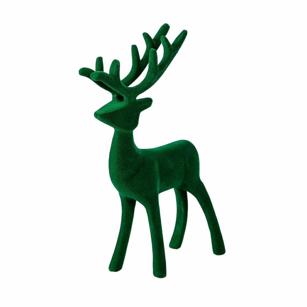 Plow & Hearth Joyful Traditions Table Decor Flocked Deer, Asst of 2