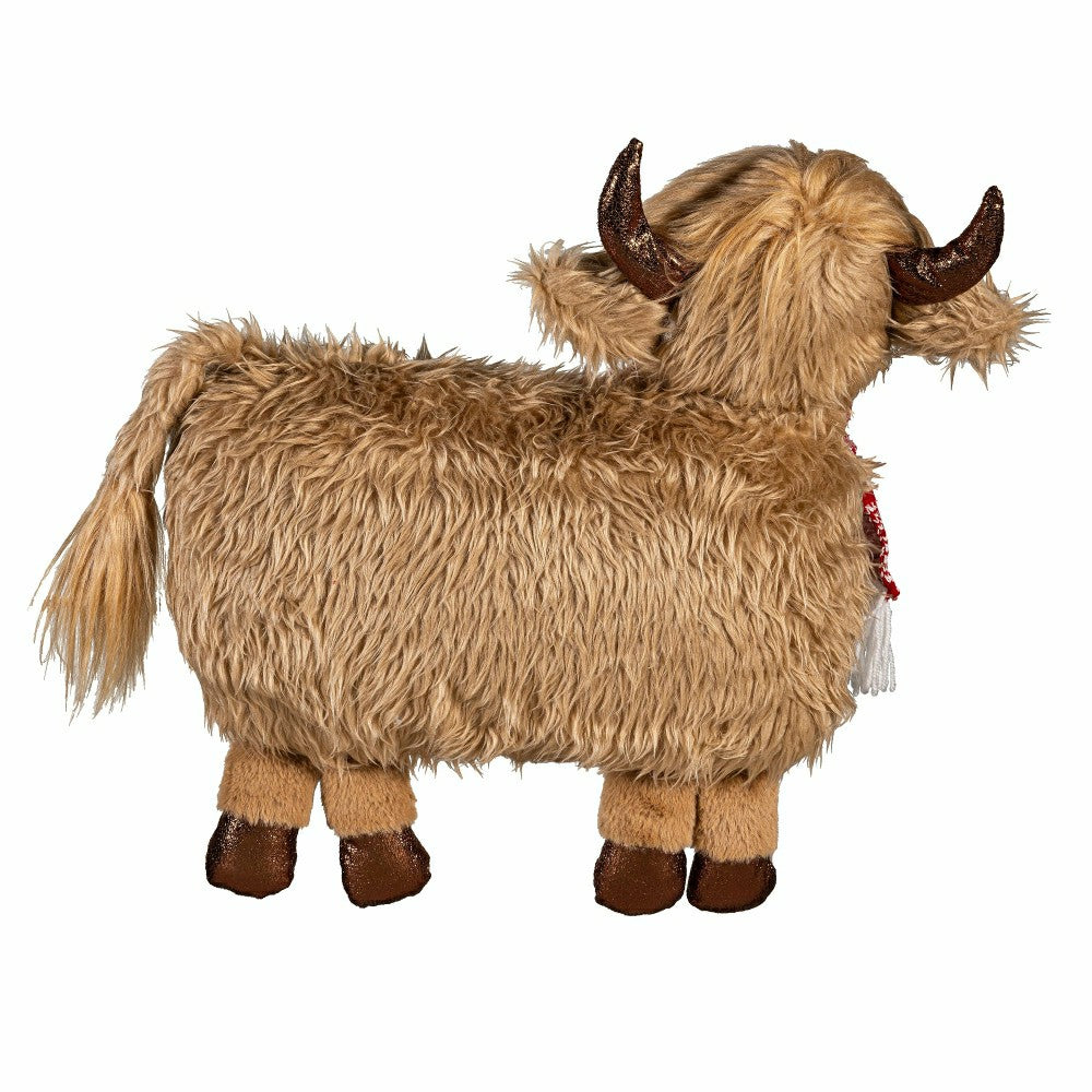 Plow & Hearth Holly Homestead Table Décor Fabric Highland Cow, 21"L